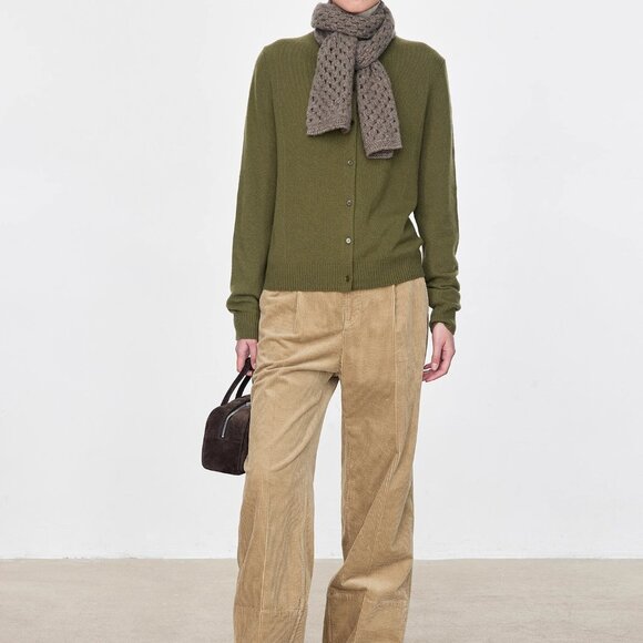 CHICJOC Italian Fine Cashmere Cardigan Clean Fit size 40 in Olive Green - Picture 7 of 11